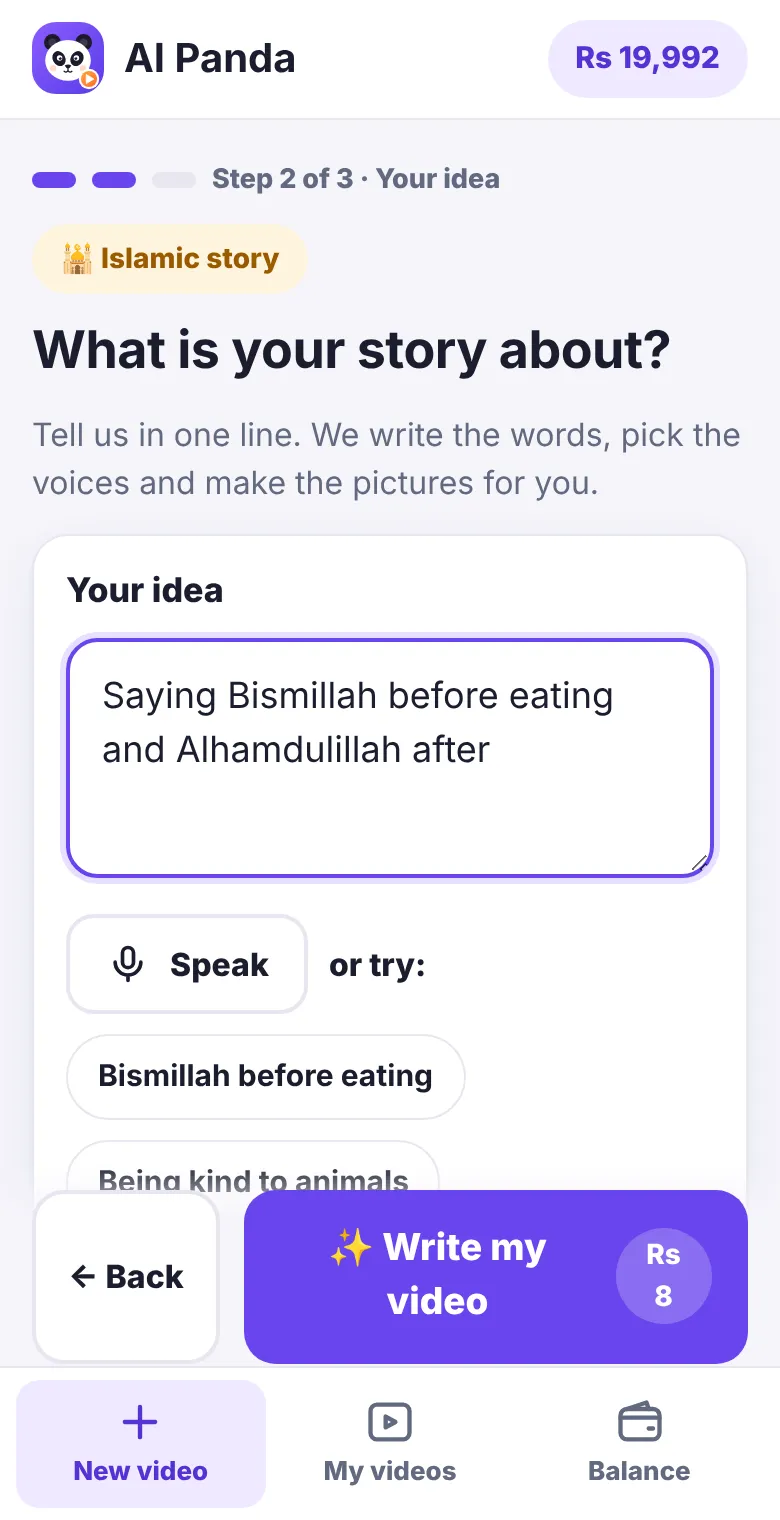 Writing the idea for a islamic story